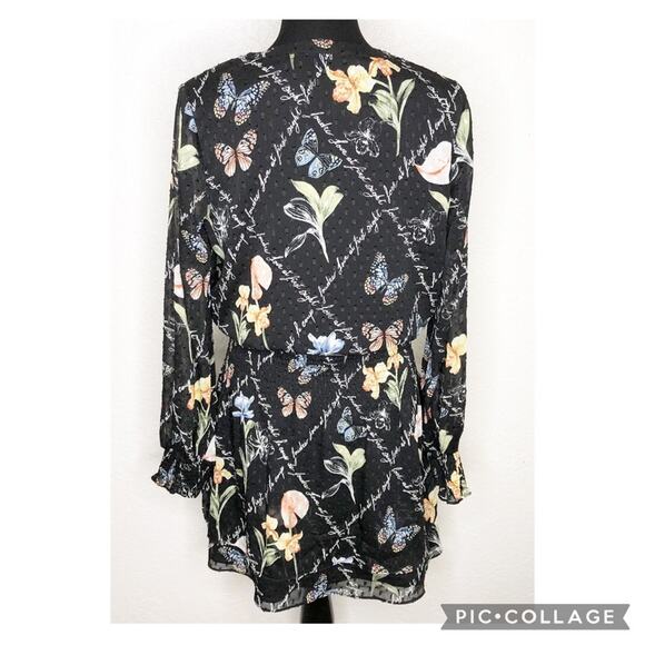 WHBM black floral butterfly Love at First Sight sheer overlay dress size Small - Picture 16 of 16